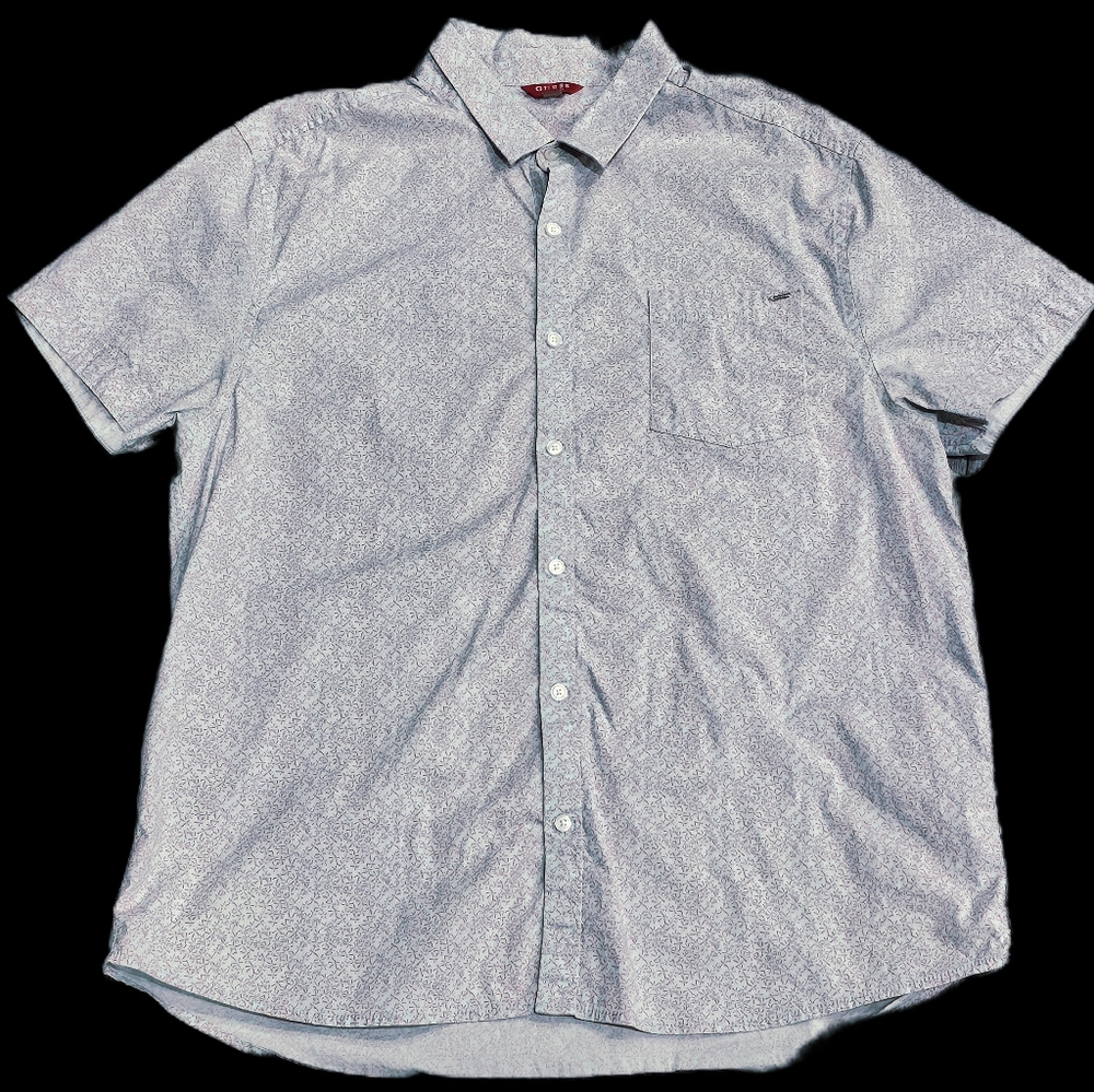 Guess Men's Short-Sleeve Button-Up Shirt - Light Blue Pattern